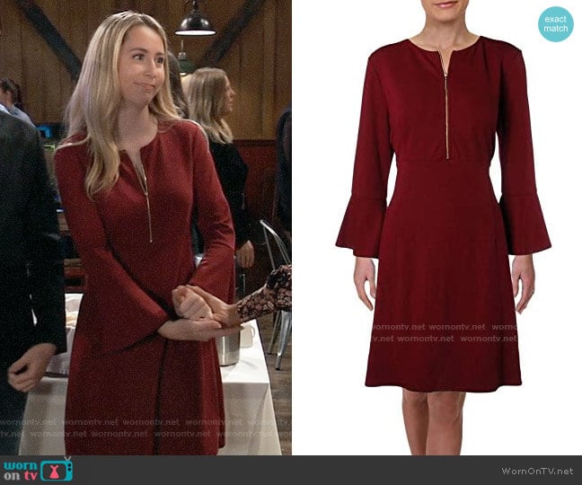 Rachel Zoe Zip-Neck Bell Sleeve Dress worn by Josslyn Jacks (Eden McCoy) on General Hospital