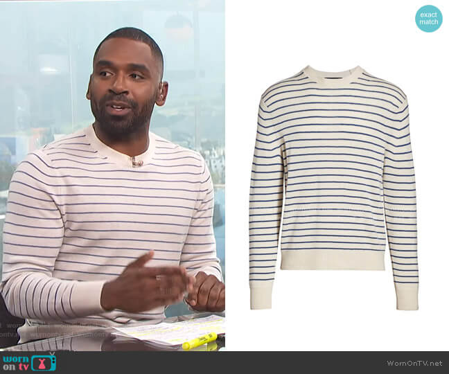 Harlow Striped Crewneck Sweater by Rag & Bone worn by Justin Sylvester on E! News