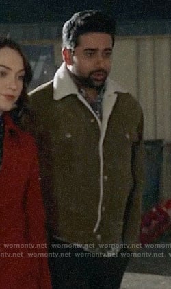 Rakesh’s corduroy and sherpa jacket on God Friended Me