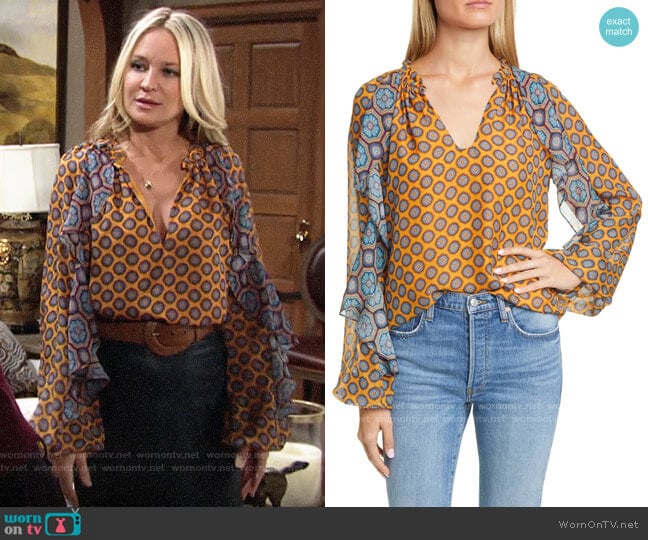 Ramy Brook Brenna Top worn by Sharon Newman (Sharon Case) on The Young and the Restless