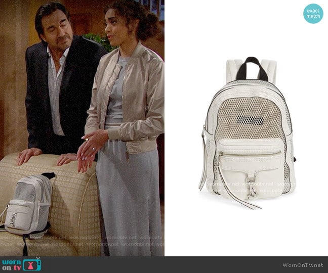 Rebecca Minkoff Small MAB Mesh Backpack worn by Zoe (Kiara Barnes) on The Bold and the Beautiful