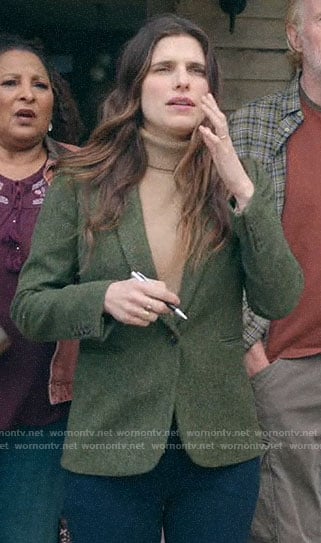 Rio’s green tweed blazer on Bless This Mess
