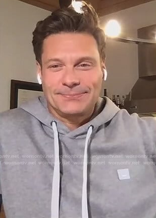 Ryan Seacrest’s grey hoodie on Live with Kelly and Ryan