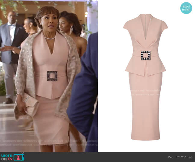 Petrina Belted Crepe De Chine Dress by Safiyaa worn by Vivica A. Fox on Empire