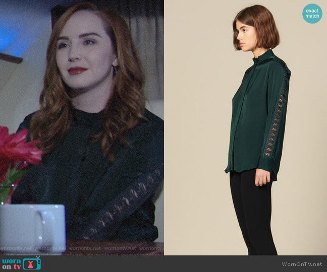 Sandro Blouse With Lace Inset worn by Mariah Copeland (Camryn Grimes) on The Young and the Restless