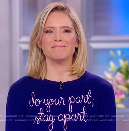 Sara's blue stay apart sweater on The View