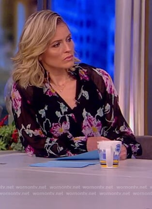 Sara's black floral blouse and pants on The View