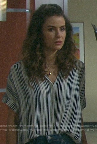 Sarah's striped button down shirt on Days of our Lives