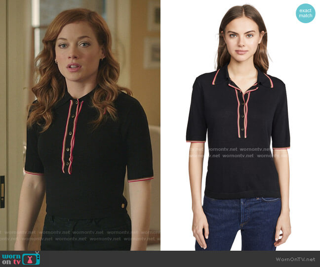 Short Sleeve Polo Sweater by Scotch & Soda/Maison Scotch worn by Zoey Clarke (Jane Levy) on Zoeys Extraordinary Playlist