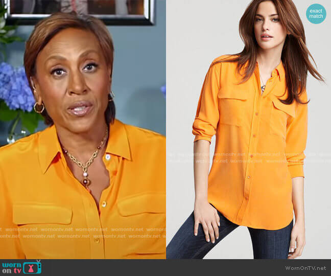 Signature Two Pocket Blouse by Equipment worn by Robin Roberts  on Good Morning America