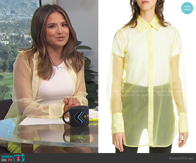 Rowena Sheer Long Sleeve Shirt by Simon Miller worn by Erin Lim on E! News