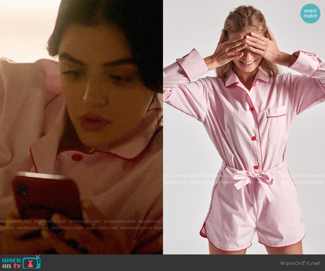 Sleeper Donut Pink Pajama Set with Shorts worn by Katy Keene (Lucy Hale) on Katy Keene