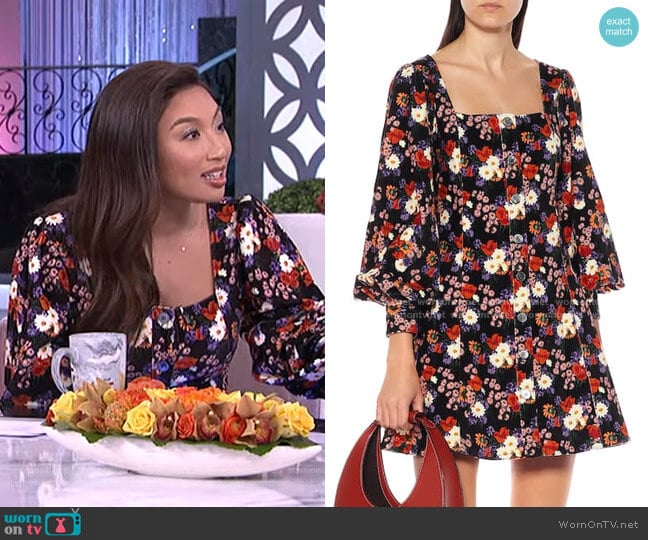 Floral Velvet Minidress by Staud worn by Jeannie Mai on The Real