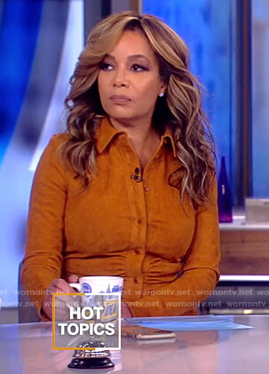 Sunny’s brown suede shirtdress on The View