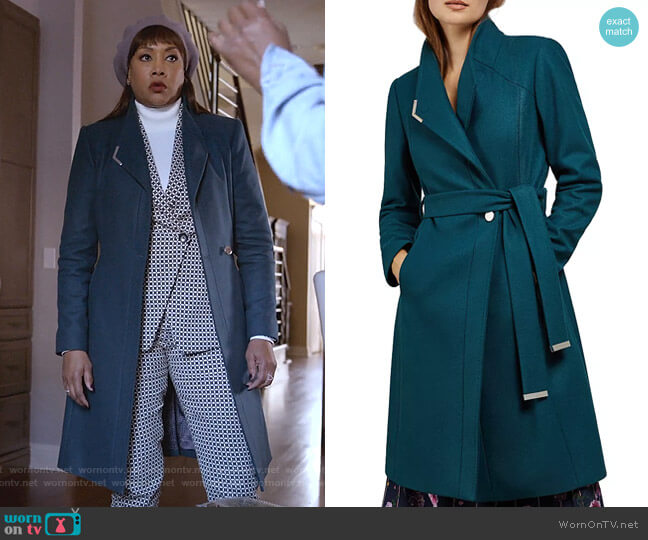 Ellgenic Long Belted Coat by Ted Baker worn by Vivica A. Fox on Empire