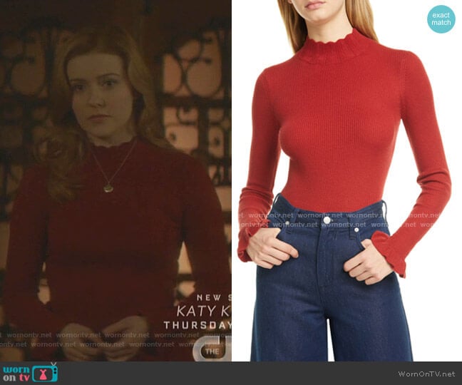 Scalloped Neck Sweater by Ted Baker worn by Nancy Drew (Kennedy McMann) on Nancy Drew