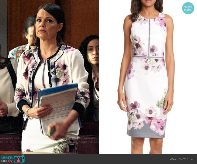 Ted Baker Nanina Dress worn by Maggie Palmer (Suzanne Cryer) on All Rise