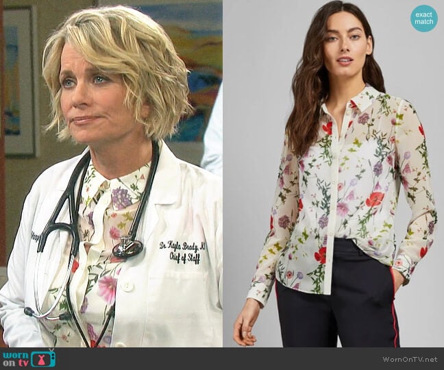 Ted Baker Shivany Shirt in Hedgegrow Floral worn by Kayla Brady (Mary Beth Evans) on Days of our Lives