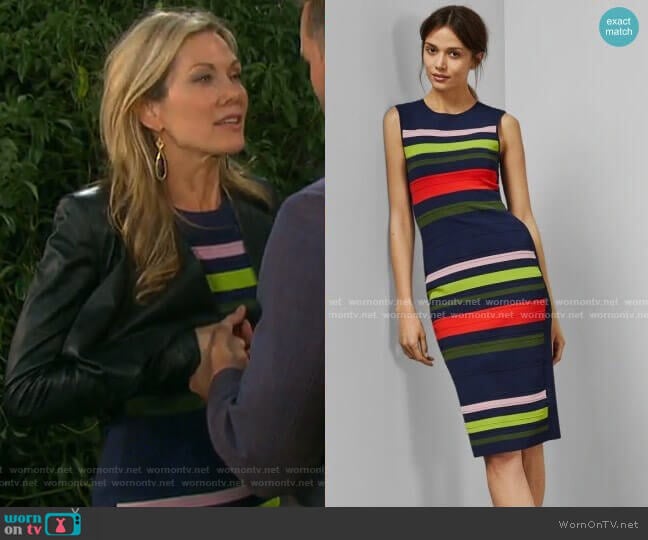 Ysina Striped Dress by Ted Baker worn by Kristen DiMera (Stacy Haiduk) on Days of our Lives