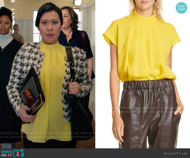 Tibi Esme Pleated Crepe Top worn by Sherri Kansky (Ruthie Ann Miles) on All Rise