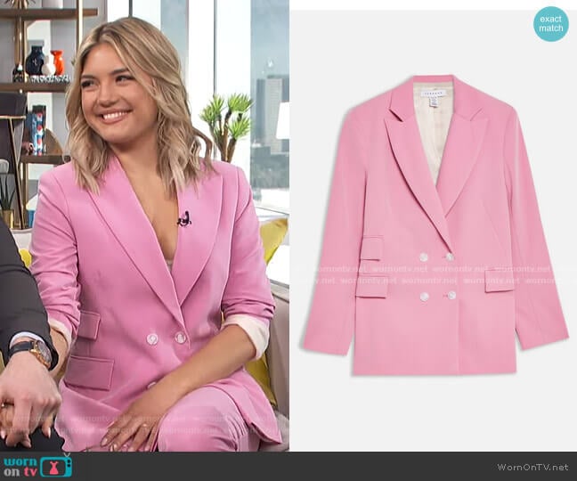 Double Breasted Blazer by Topshop worn by Giannina Gibelli on E! News Daily Pop