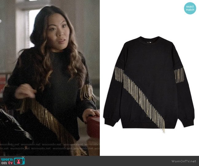 Topshop Fringe Chain Sweatshirt worn by Mary Hamilton (Nicole Kang) on Batwoman