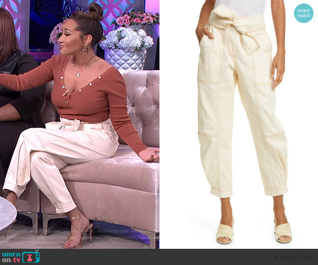 WornOnTV: Adrienne’s brown sweater and belted pants on The Real ...