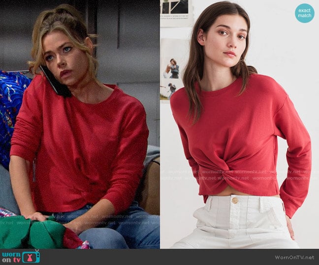 Velvet by Graham & Spencer Sammy Sweatshirt worn by Shauna Fulton (Denise Richards) on The Bold and the Beautiful