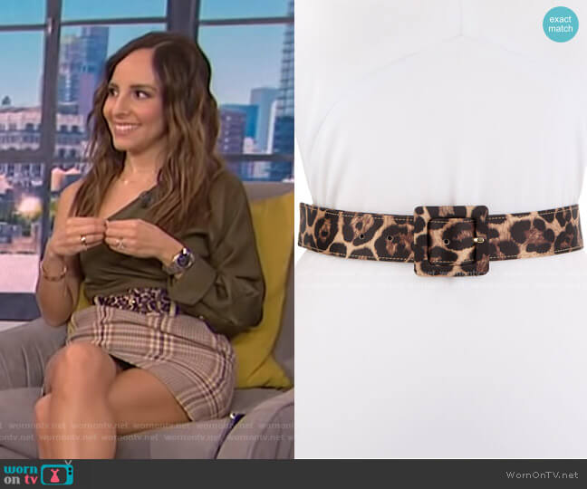 Aulma Leopard-Print Leather Belt by Veronica Beard worn by Lilliana Vazquez on E! News