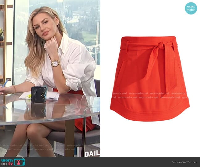 Nyrie Tie Waist Mini Skirt by Veronica Beard worn by Morgan Stewart on E! News