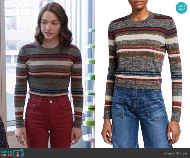 Cara’s grey striped sweater on God Friended Me