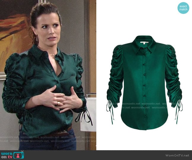 Veronica Beard Lillian Blouse worn by Chelsea Lawson (Melissa Claire Egan) on The Young and the Restless