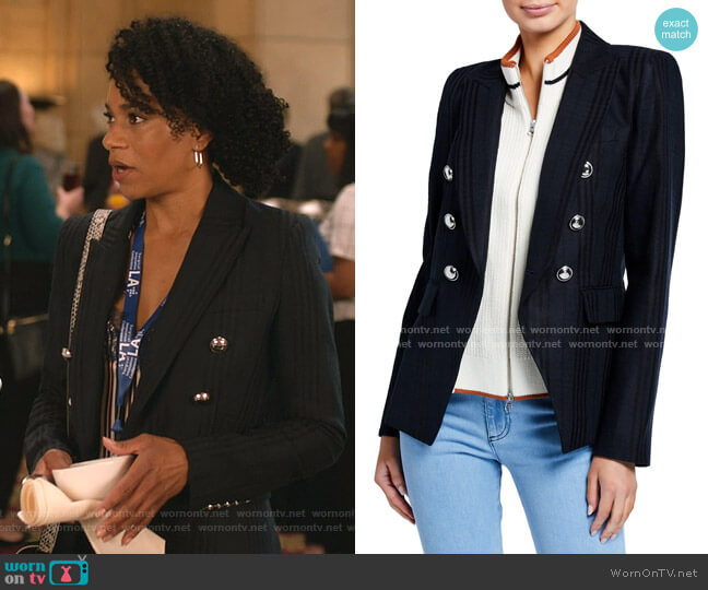 Miller Striped Dickey Jacket by Veronica Beard worn by Maggie Pierce (Kelly McCreary) on Greys Anatomy