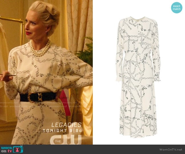 Victoria Beckham Printed cady midi dress worn by  Gloria Grandbilt (Katherine LaNasa) on Katy Keene