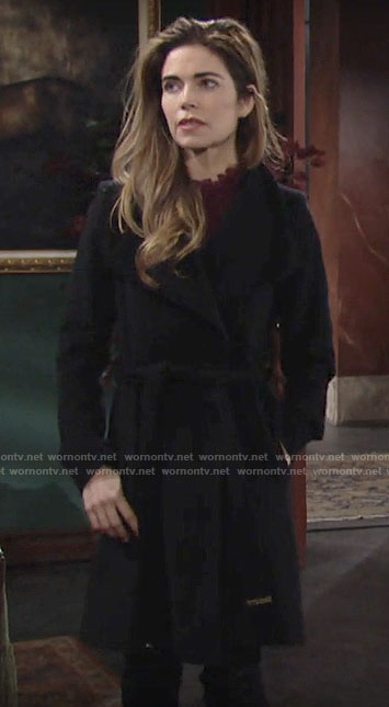 Victoria’s black wrap coat on The Young and the Restless