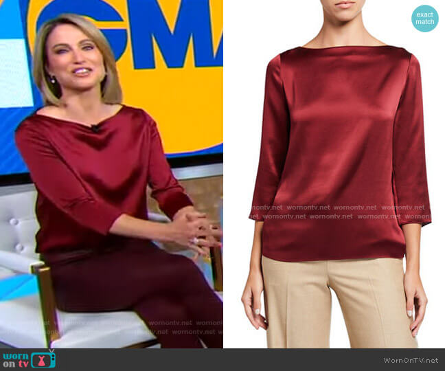 WornOnTV: Amy’s red satin top on Good Morning America | Amy Robach ...