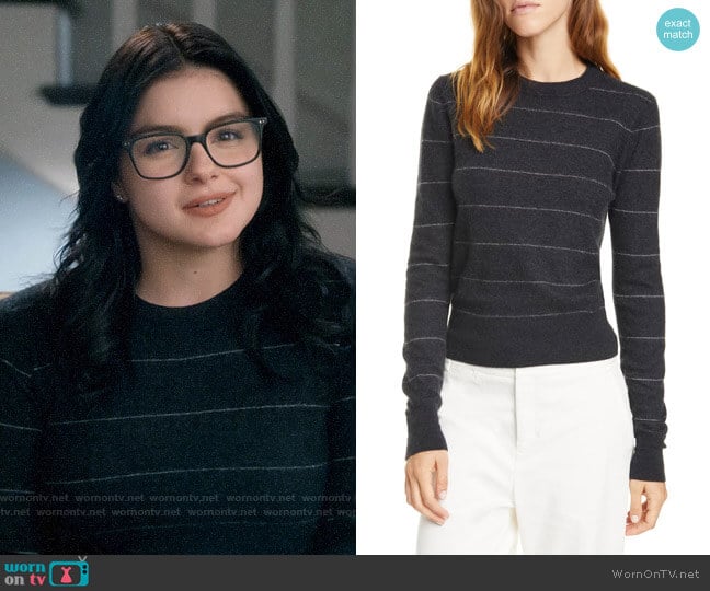 Vince Charcoal Stripe Fitted Cashmere Crewneck Sweater worn by Alex Dunphy (Ariel Winter) on Modern Family