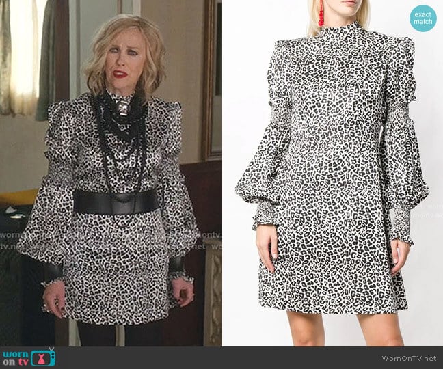 Leopard Print Dress by Wandering worn by Moira Rose (Catherine O'Hara) on Schitts Creek