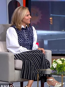 WornOnTV: Tory Burch's crochet paneled shirt and striped skirt on GMA  Strahan Sara And Keke | Clothes and Wardrobe from TV