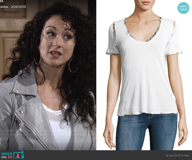 Zadig & Voltaire Tino Foil Tee worn by Alyssa on The Young and the Restless