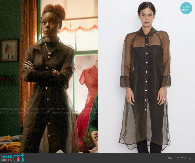 Zara Longline Organza Shirt worn by Josie McCoy (Ashleigh Murray) on Katy Keene