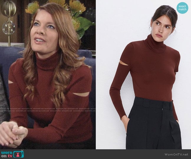 Zara Knit Top with Slits worn by Phyllis Summers (Michelle Stafford) on The Young and the Restless