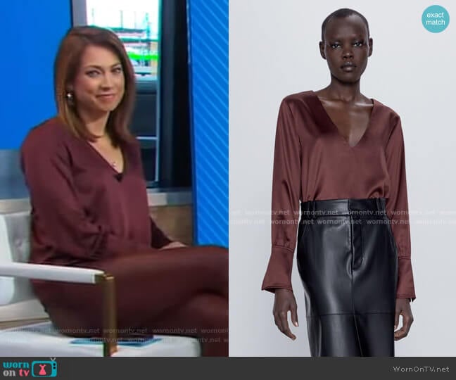 Satin Top by Zara worn by Ginger Zee on Good Morning America