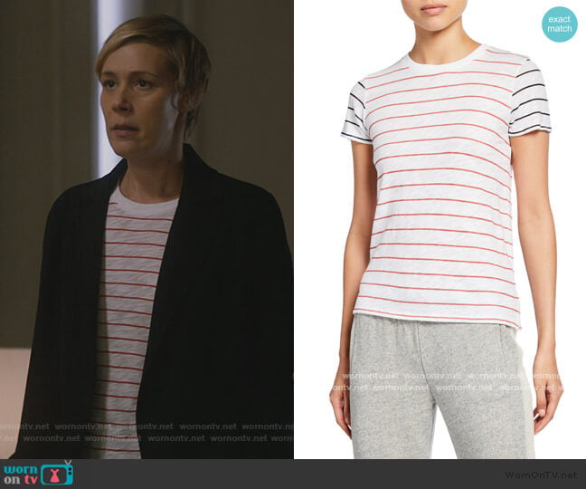 Striped Slub Jersey Short-Sleeve Cotton Tee by ATM Anthony Thomas Melillo worn by Bonnie Winterbottom (Liza Weil) on How to Get Away with Murder