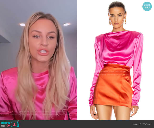 Modena Satin Boat Neck Top by Gauge 81 worn by Morgan Stewart on E! News