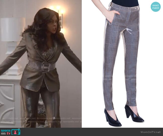 Fabia Metallic Glen Checked Jersey Pants by Akris punto worn by Cookie Lyon (Taraji P. Henson) on Empire