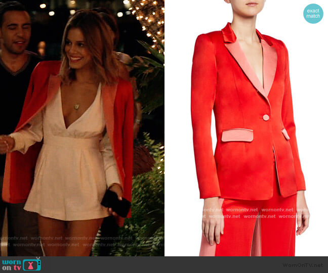 Nevra Satin Single-Button Blazer by Alexis worn by Noa Hamilton (Nathalie Kelley) on The Baker and the Beauty