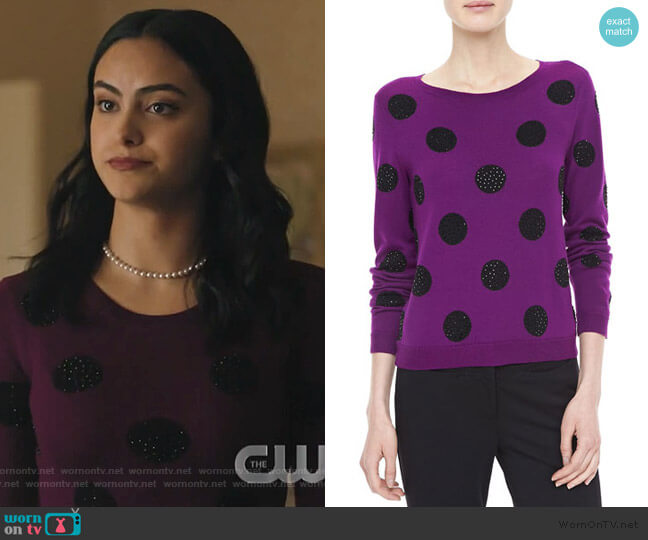 Celyn Sequin/Polka Dot Sweater by Alice + Olivia worn by Veronica Lodge (Camila Mendes) on Riverdale