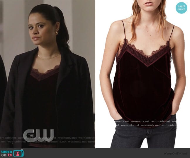 Noa Lace & Velvet Camisole by All Saints worn by Mel Vera (Melonie Diaz) on Charmed