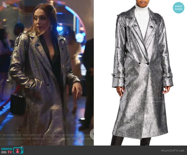 Andi Metallic Tweed Long Coat by RtA worn by Fallon Carrington (Elizabeth Gillies) on Dynasty